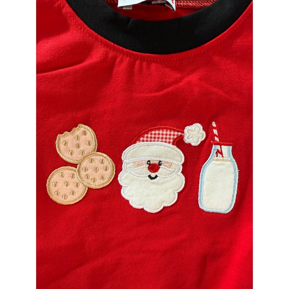 Abby & Evie Baby Christmas Eve Santa Milk Cookies Red Bodysuit NWT